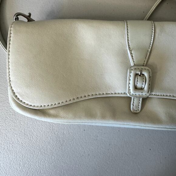 VTG Crossbody White Ivory Purse Bag 100% Leather - Picture 3 of 10